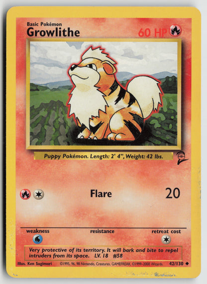 Growlithe Uncommon Base Set 2 042/130 MP