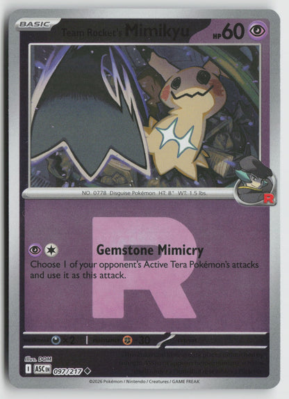 Team Rocket's Mimikyu - (Team Rocket) Uncommon Reverse Holo ASC 097/217 NM