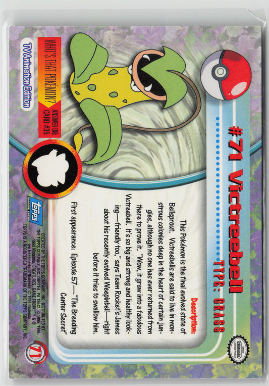 Victreebell #71 Topps TV Animation Series 1999 Non-Holo NM (Back)