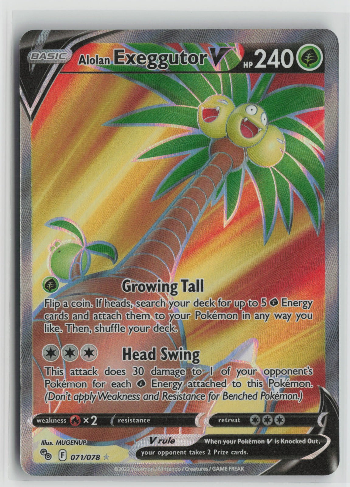Alolan Exeggutor V (Full Art) Ultra Rare Holo PGO 071/078 NM