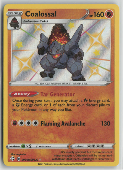 Coalossal Shiny Holo Rare SHFSV SV069/SV122 NM