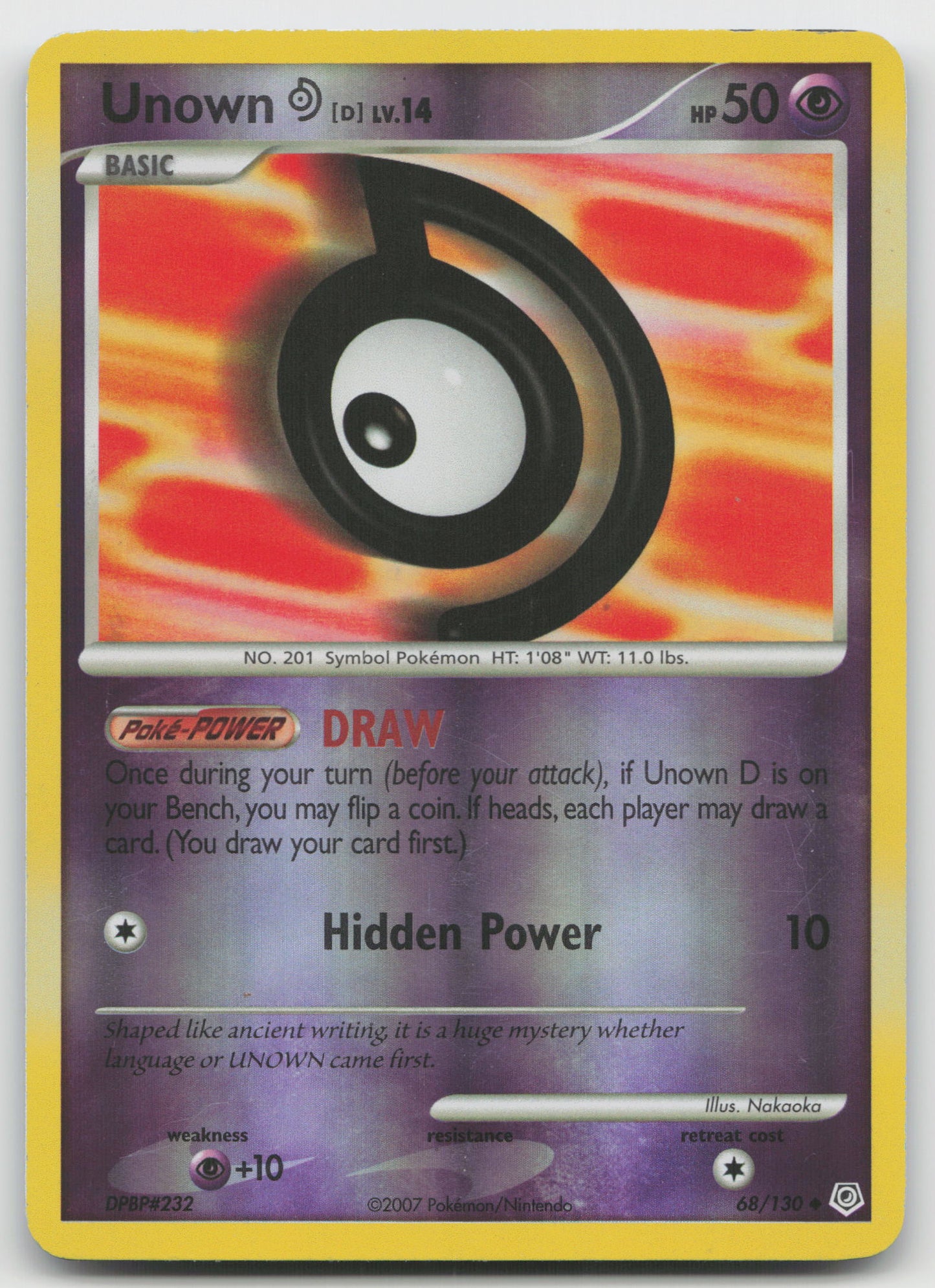 Unown [D] Uncommon Reverse Holo DP 68/130 LP