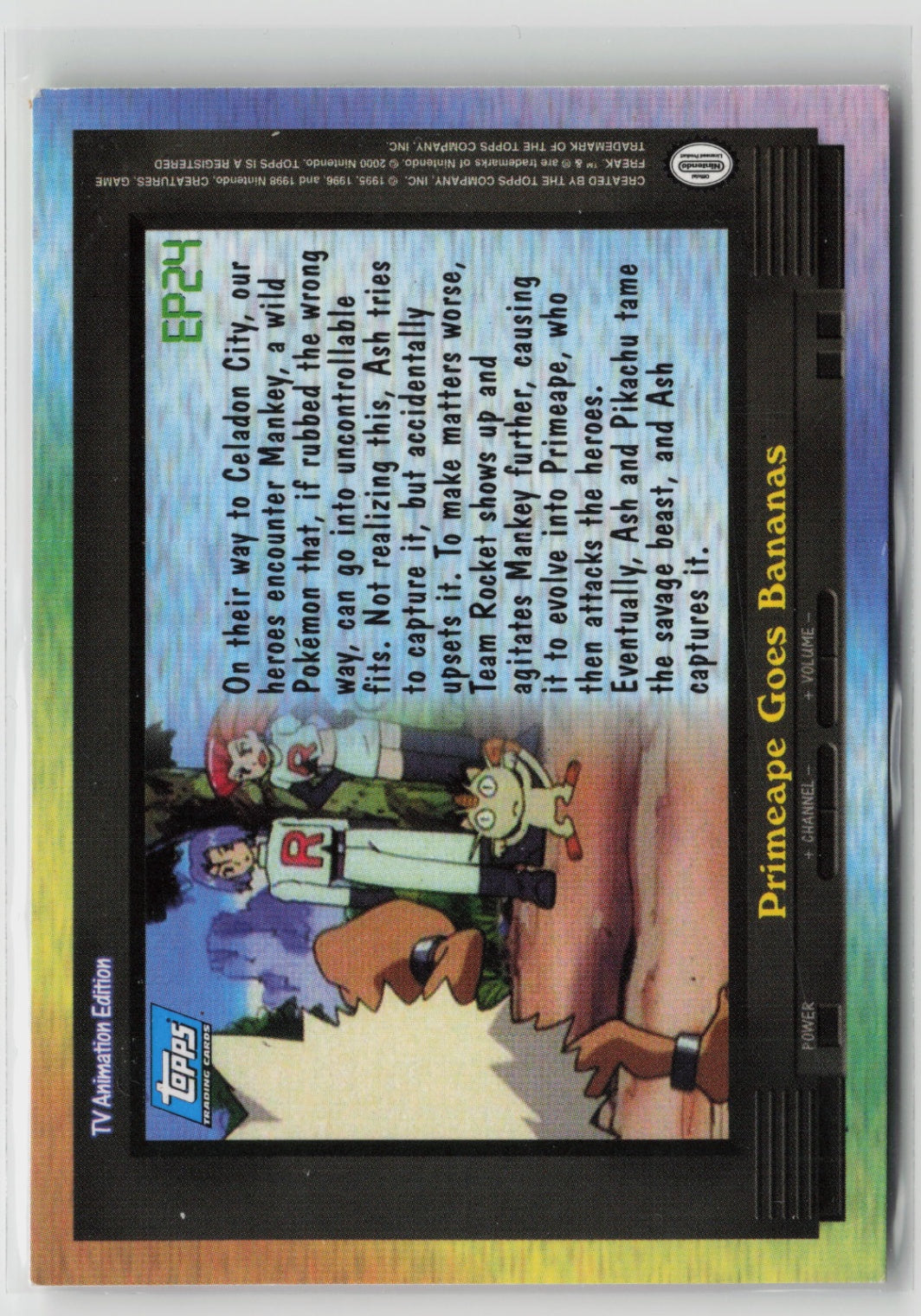 EP24 Primeape Goes Bananas Topps TV Animation Series 1999 Non-Holo LP (Back)