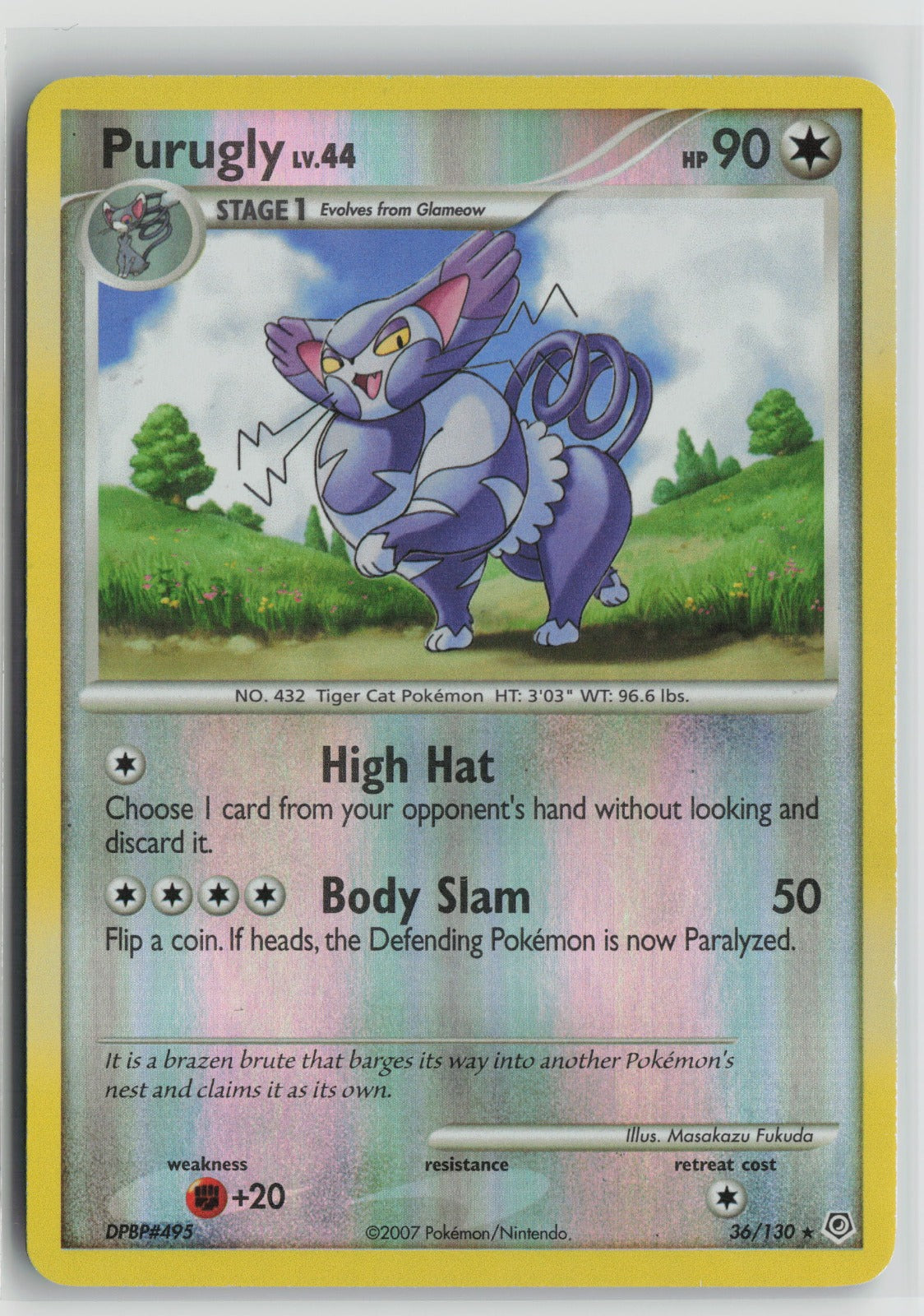 Purugly Rare Reverse Holo DP 36/130 LP
