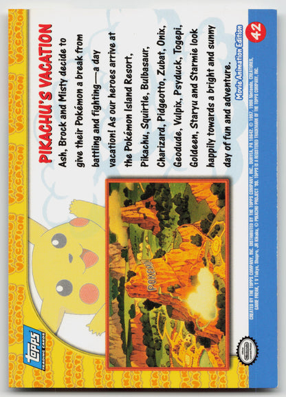 Pikachu's Vacation #42 Topps Movie Animation Edition Non-Holo LP (Back)