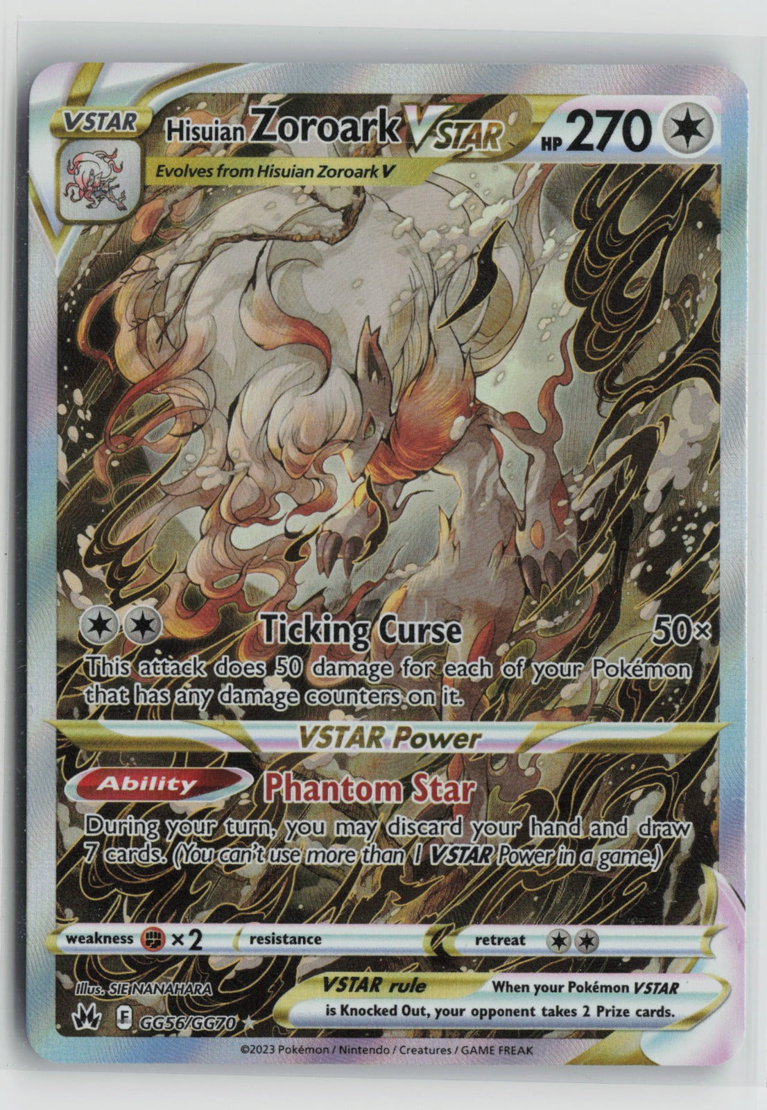 Hisuian Zoroark VSTAR Ultra Rare Holo CRZ:GG GG56/GG70 NM