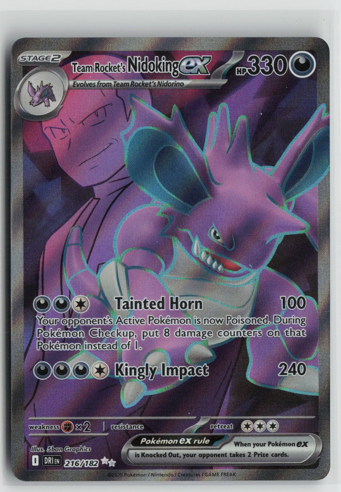 Team Rocket's Nidoking ex - Ultra Rare Holo DRI 216/182 NM