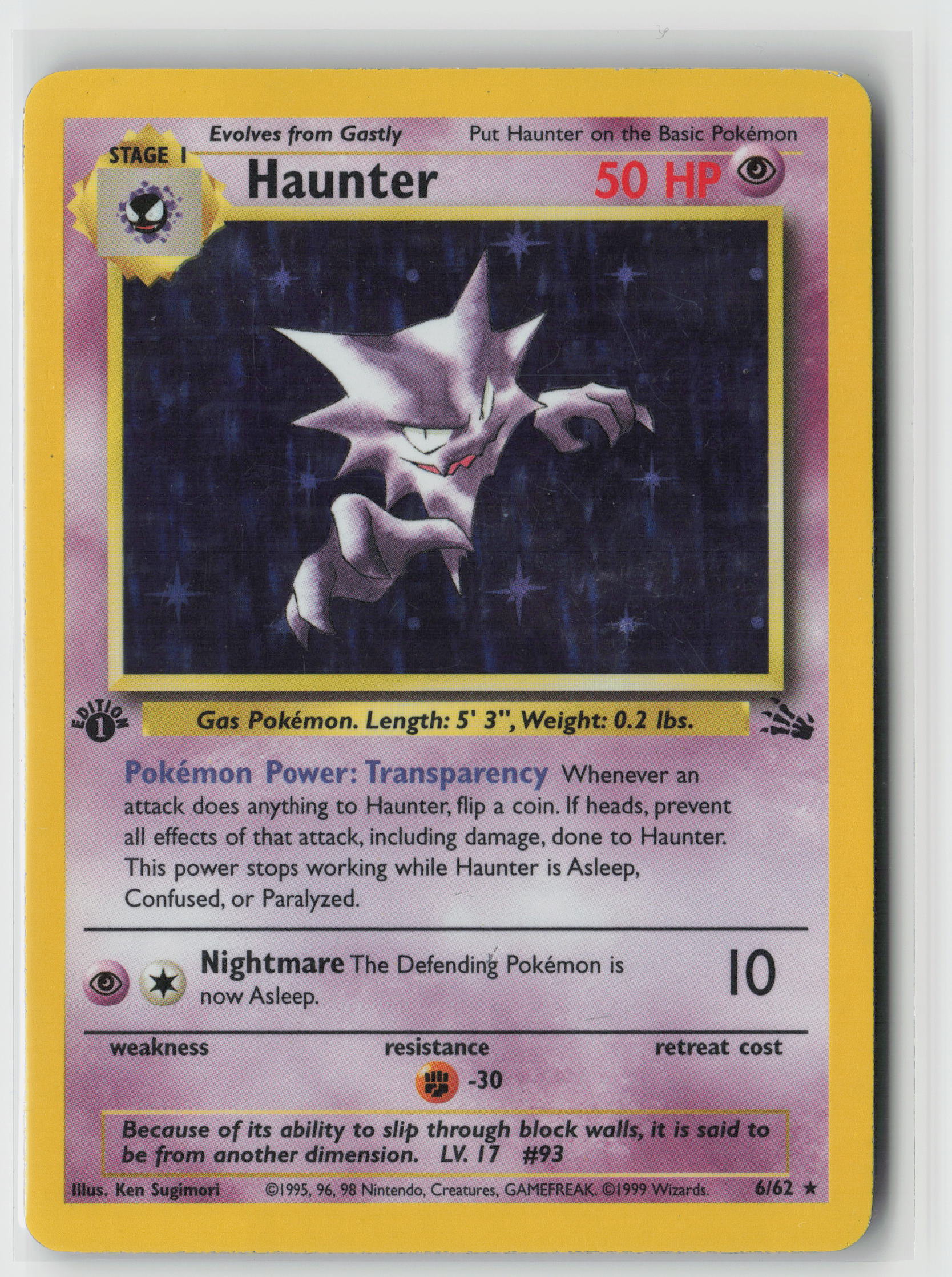 1st edition Haunter (6) Holo Rare Fossil 06/62 HP