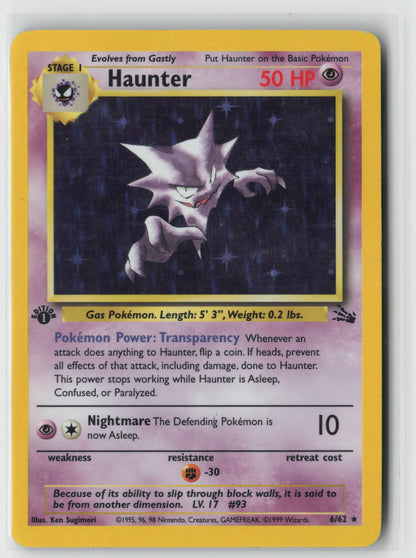 1st edition Haunter (6) Holo Rare Fossil 06/62 HP