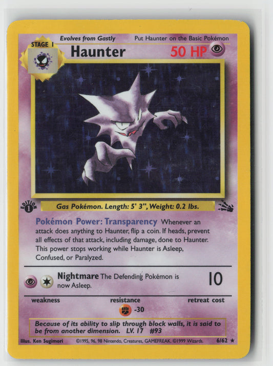 1st edition Haunter (6) Holo Rare Fossil 06/62 HP