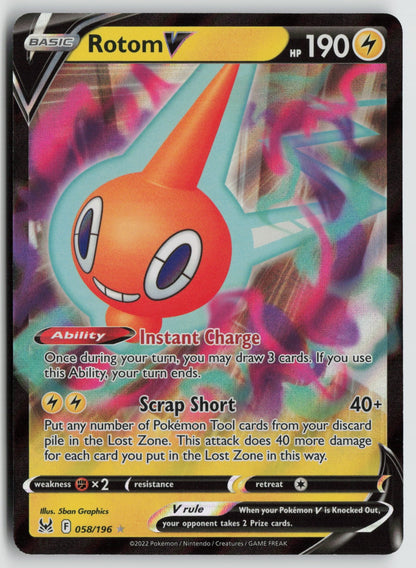 Rotom V Ultra Rare Holo SWSH11 058/196 NM