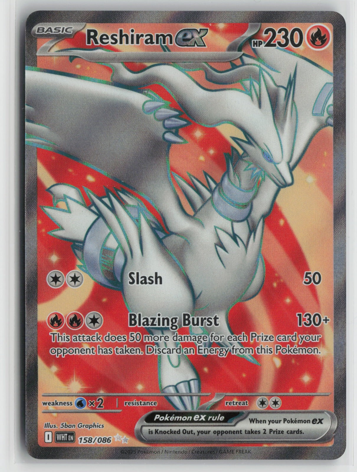 Reshiram ex - Ultra Rare Holo WHT 158/086 NM