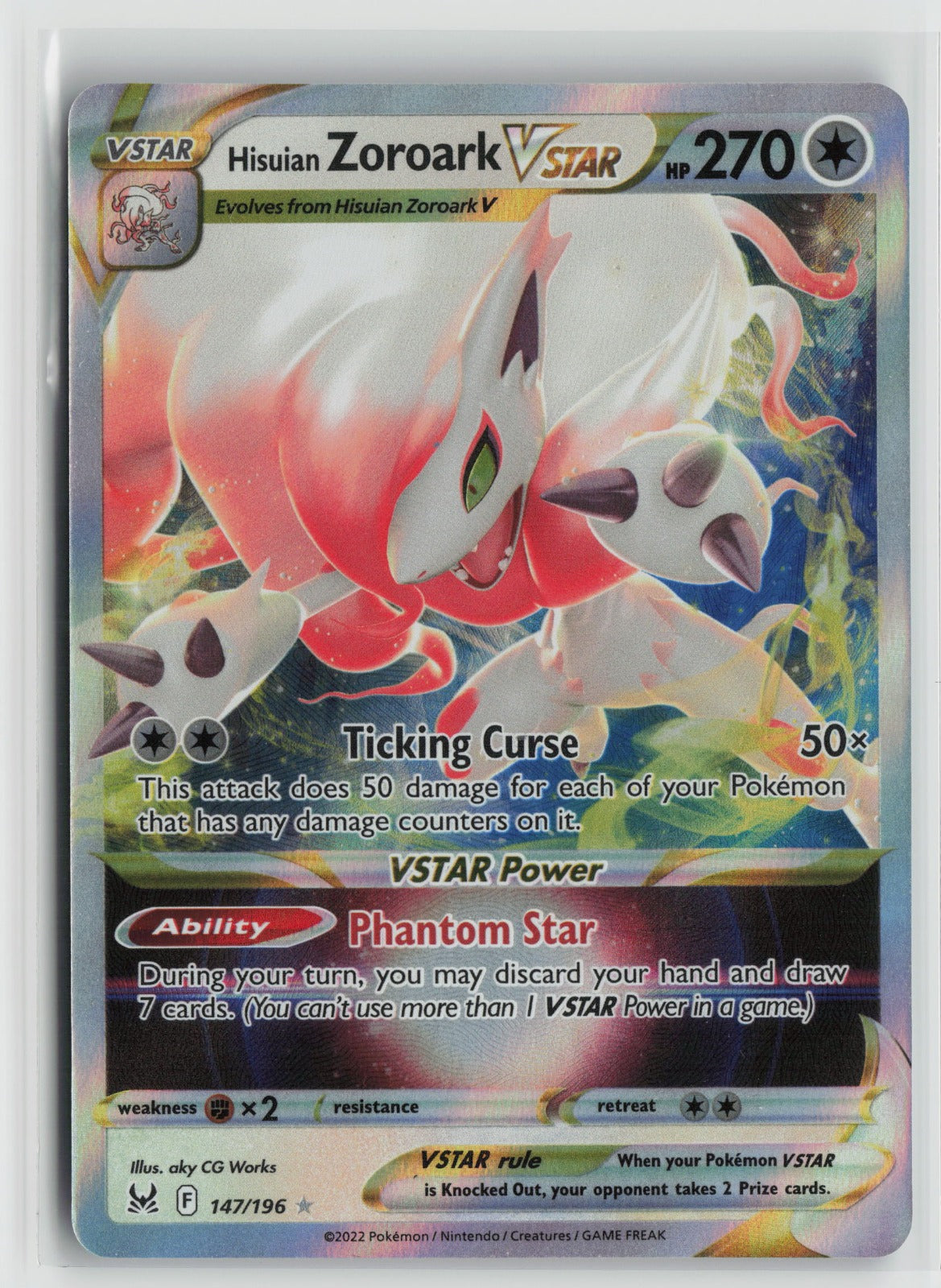 Hisuian Zoroark VSTAR Ultra Rare Holo SWSH11 147/196 NM