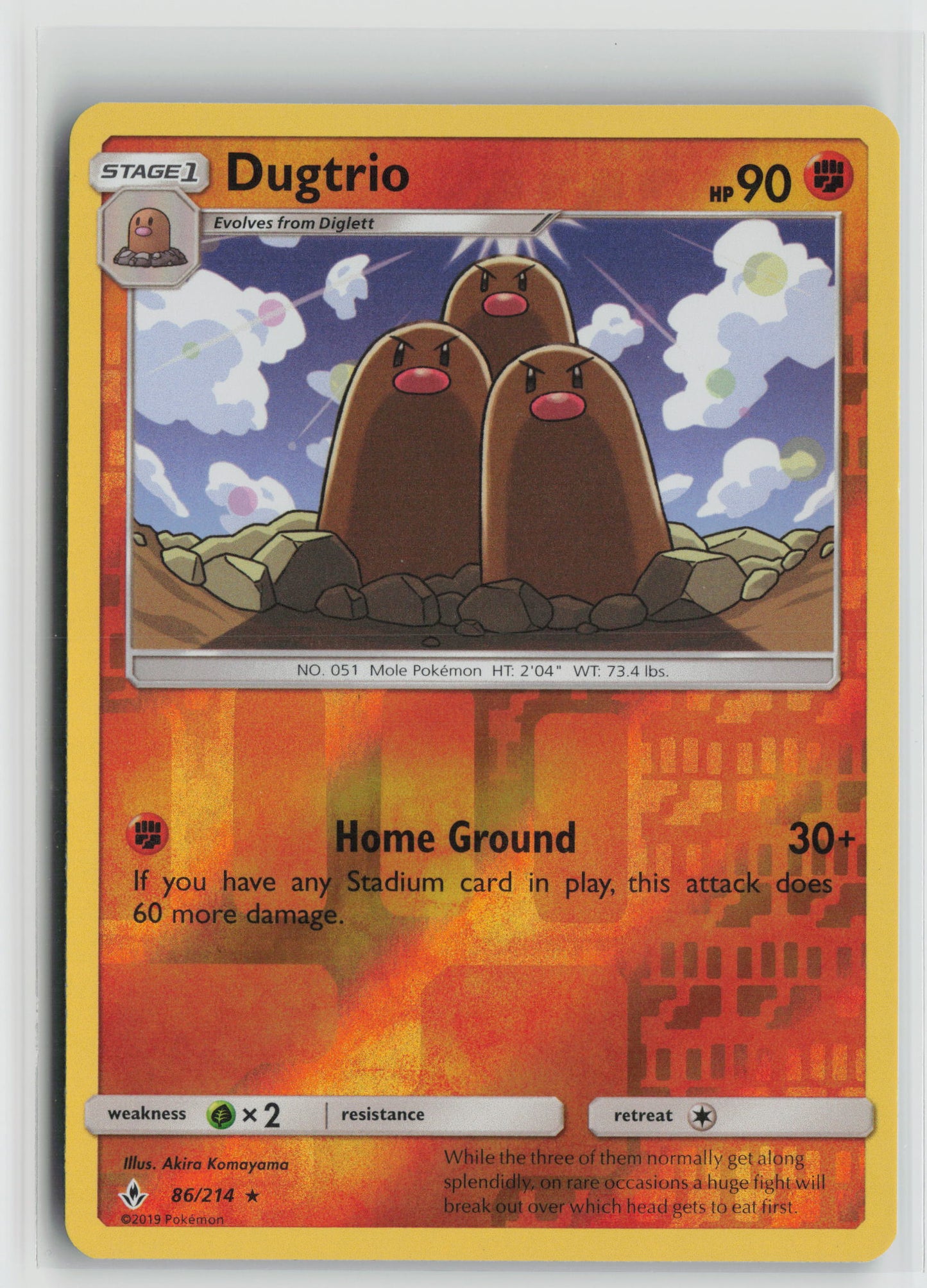 Dugtrio Rare Reverse Holo SM10 86/214 NM