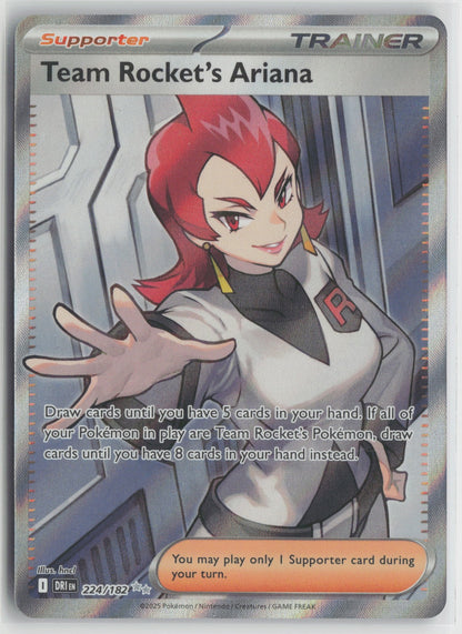 Team Rocket's Ariana Ultra Rare Holo DRI 224/182 NM
