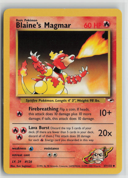 Blaine's Magmar Uncommon Unlimited G1 037/132 LP