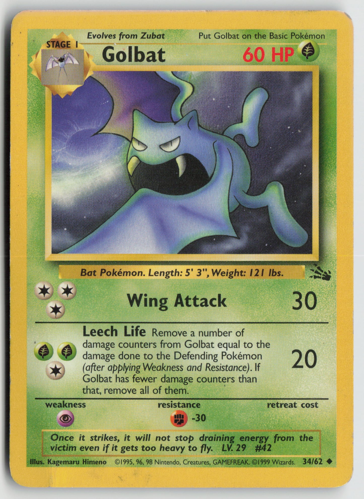 Golbat Uncommon Fossil 34/62 DMG
