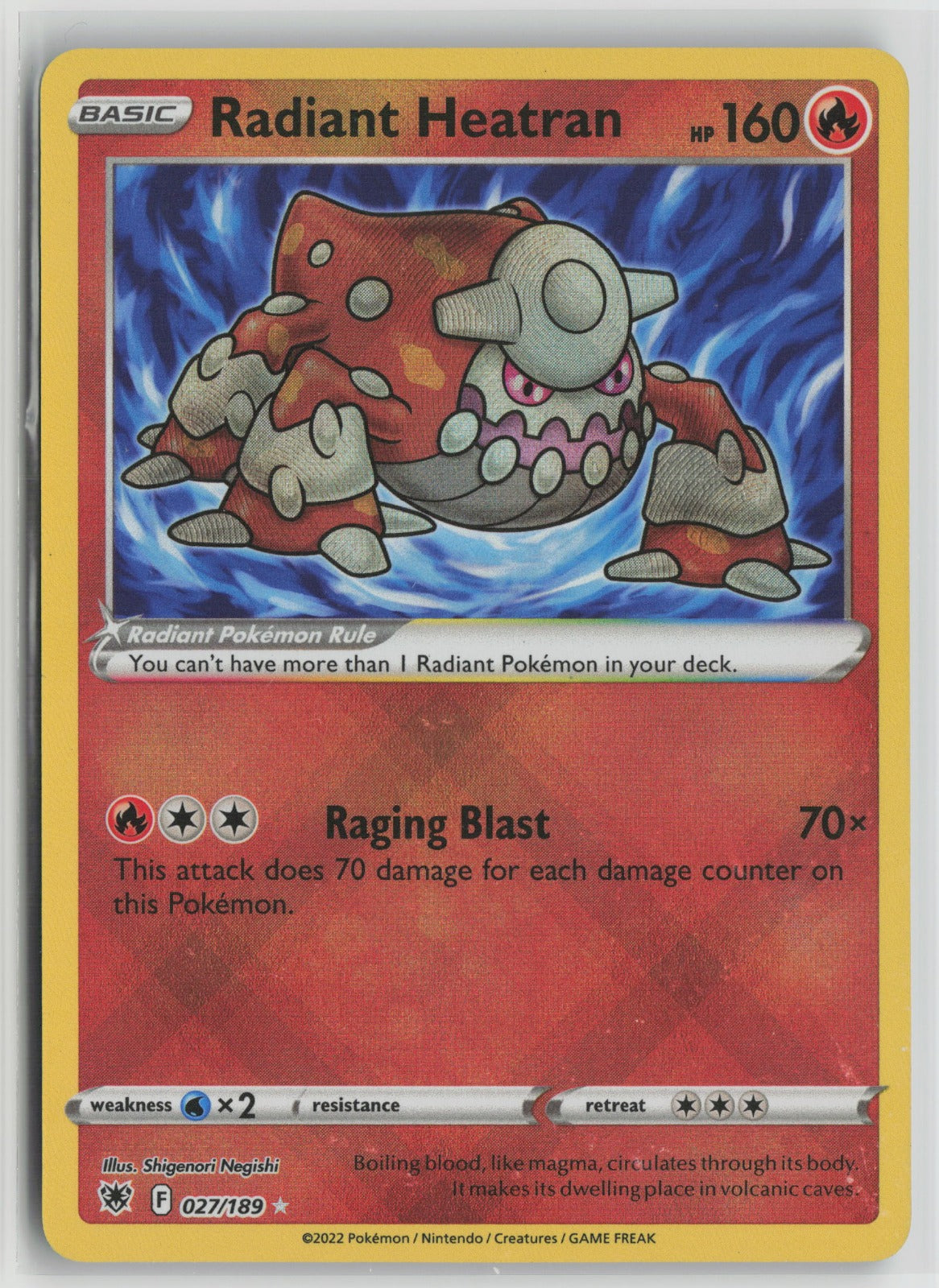 Radiant Heatran Radiant Rare Holo SWSH10 027/189 NM