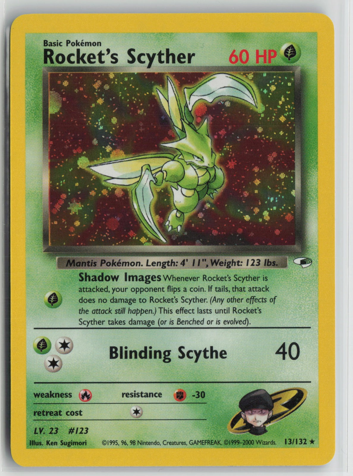 Rocket's Scyther Holo Rare Unlimited G1 013/132 NM