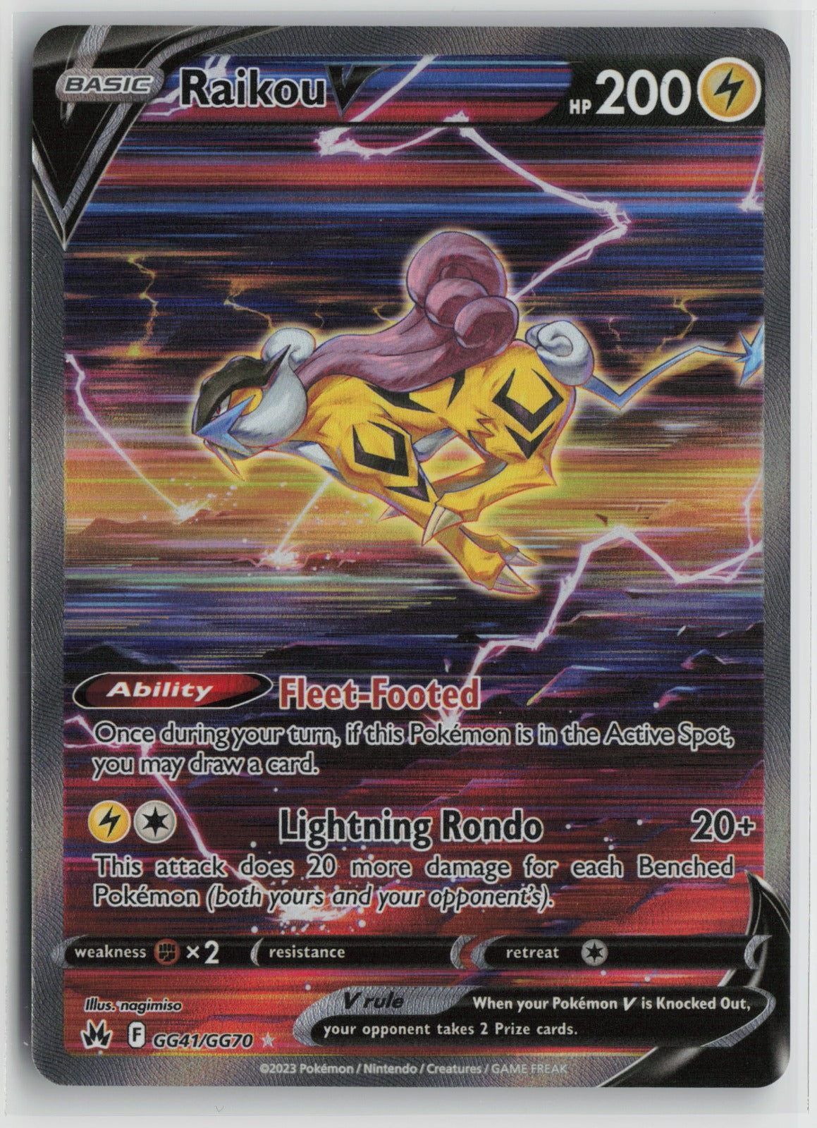 Raikou V Ultra Rare Holo CRZ:GG GG41/GG70 NM