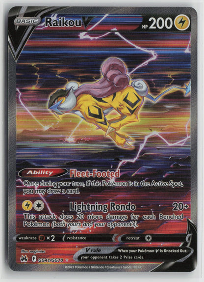 Raikou V Ultra Rare Holo CRZ:GG GG41/GG70 NM