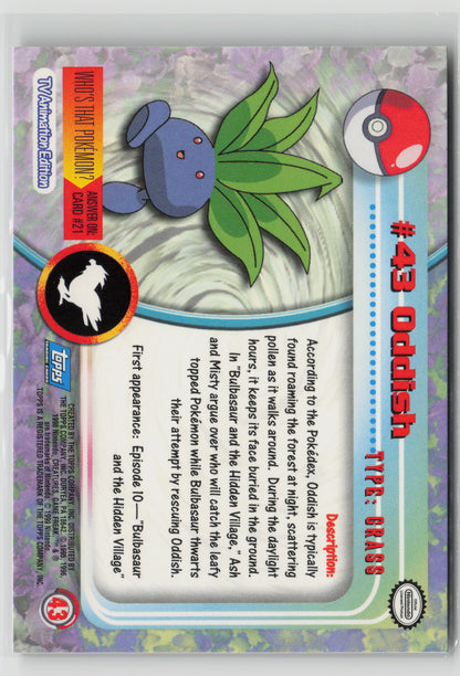 Oddish #43 Topps TV Animation Series 1999 Non-Holo NM (Back)