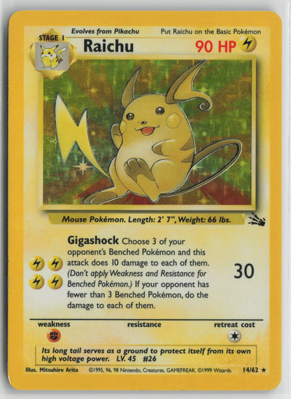 Raichu (14) Holo Rare Unlimited Holo FO 14/62 MP