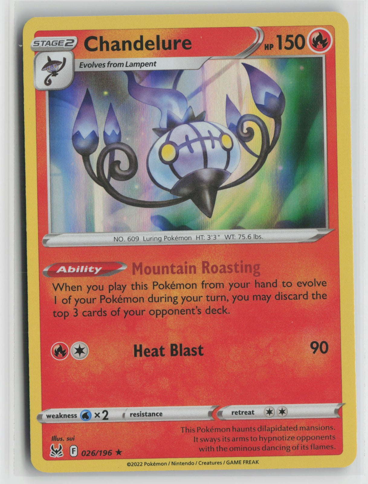 Chandelure Holo Rare SWSH11 026/196 NM