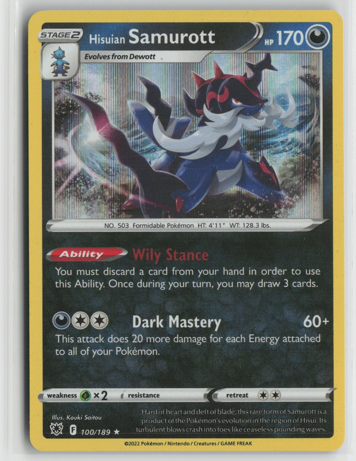 Hisuian Samurott Holo Rare SWSH10 100/189 NM