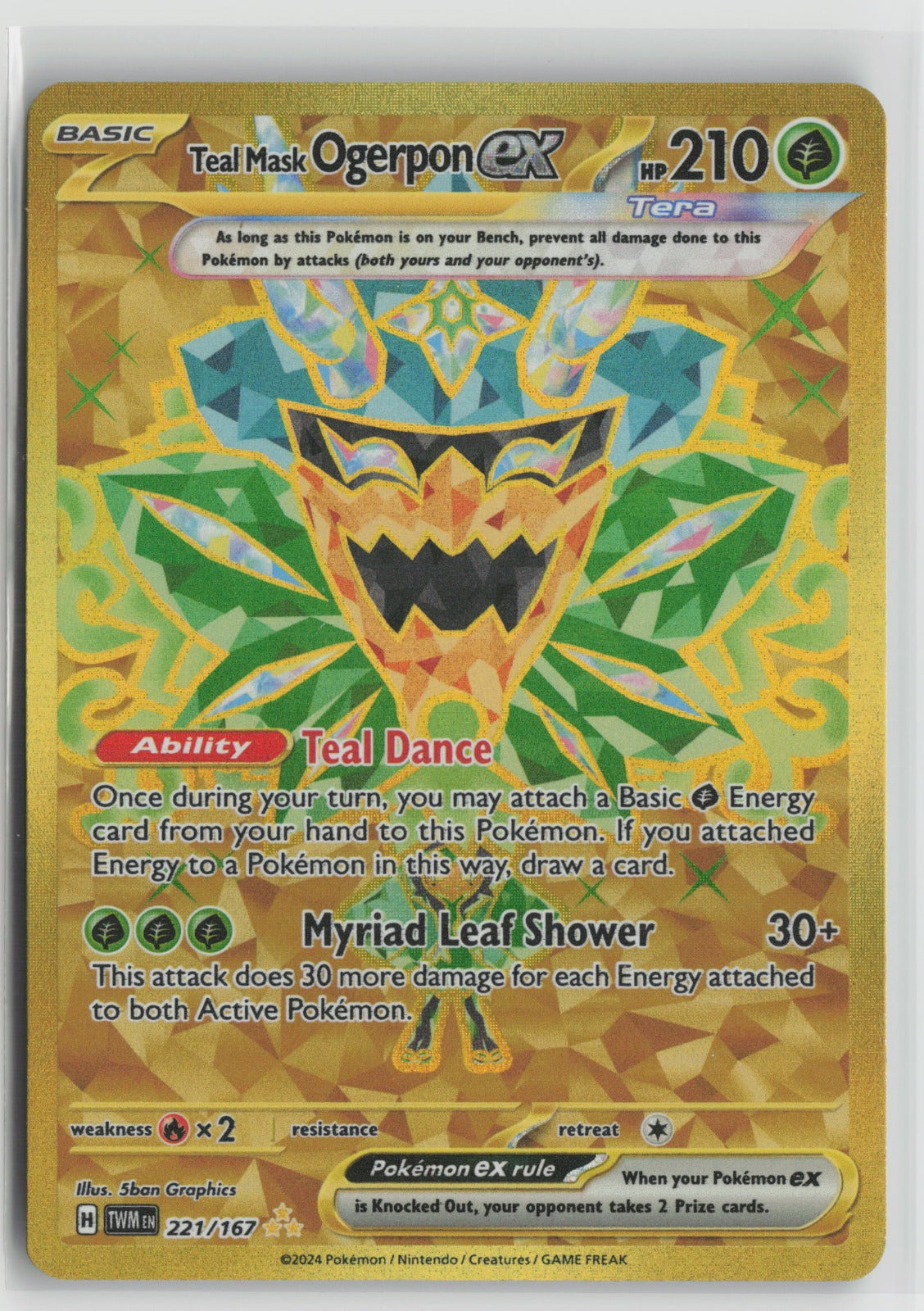 Teal Mask Ogerpon ex - Hyper Rare Holo TWM 221/167 NM