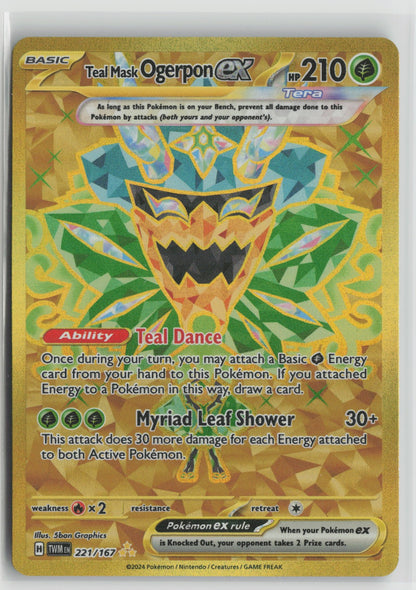 Teal Mask Ogerpon ex - Hyper Rare Holo TWM 221/167 NM