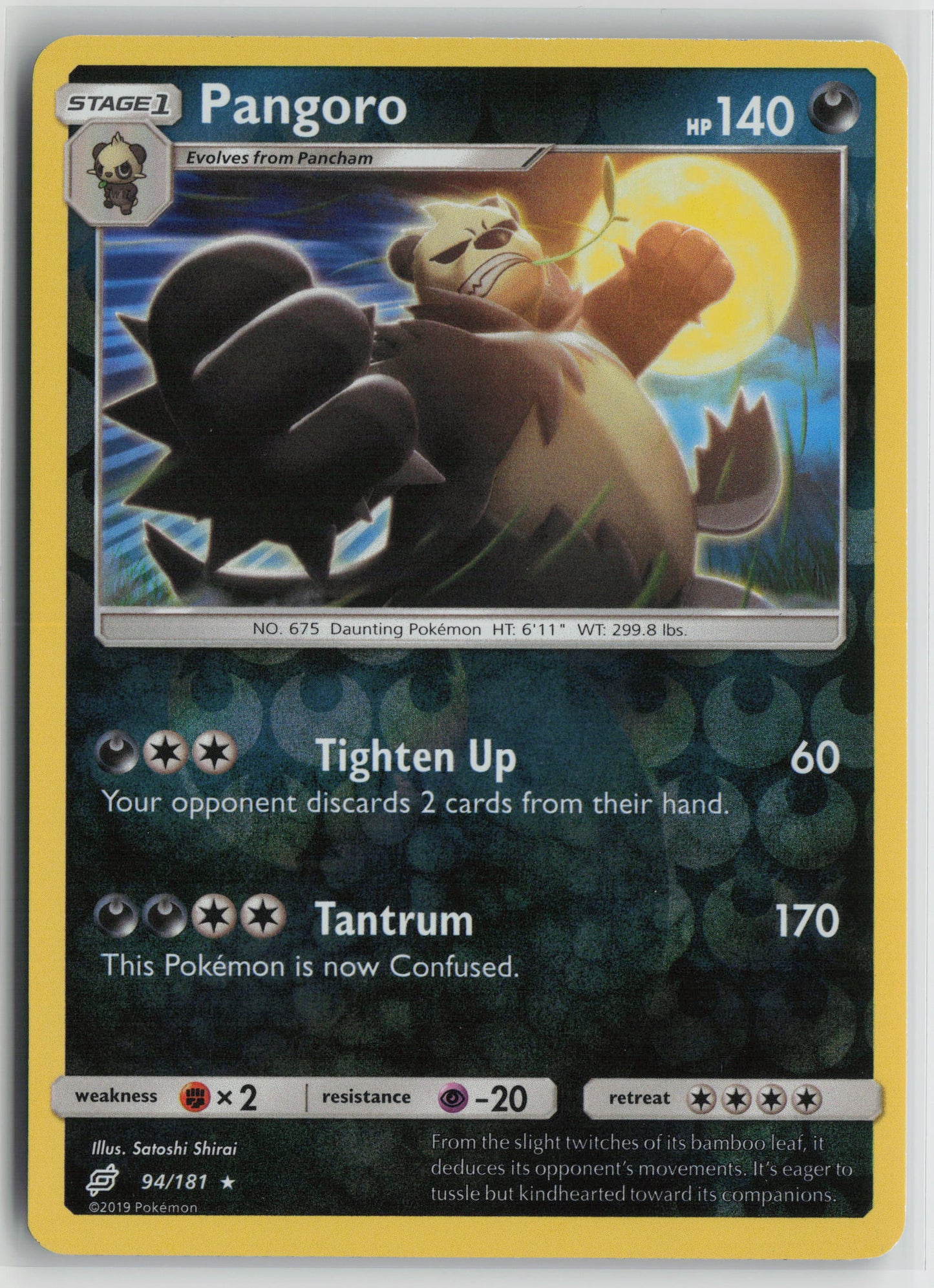 Pangoro Rare SM Reverse- Team Up 94/181 NM