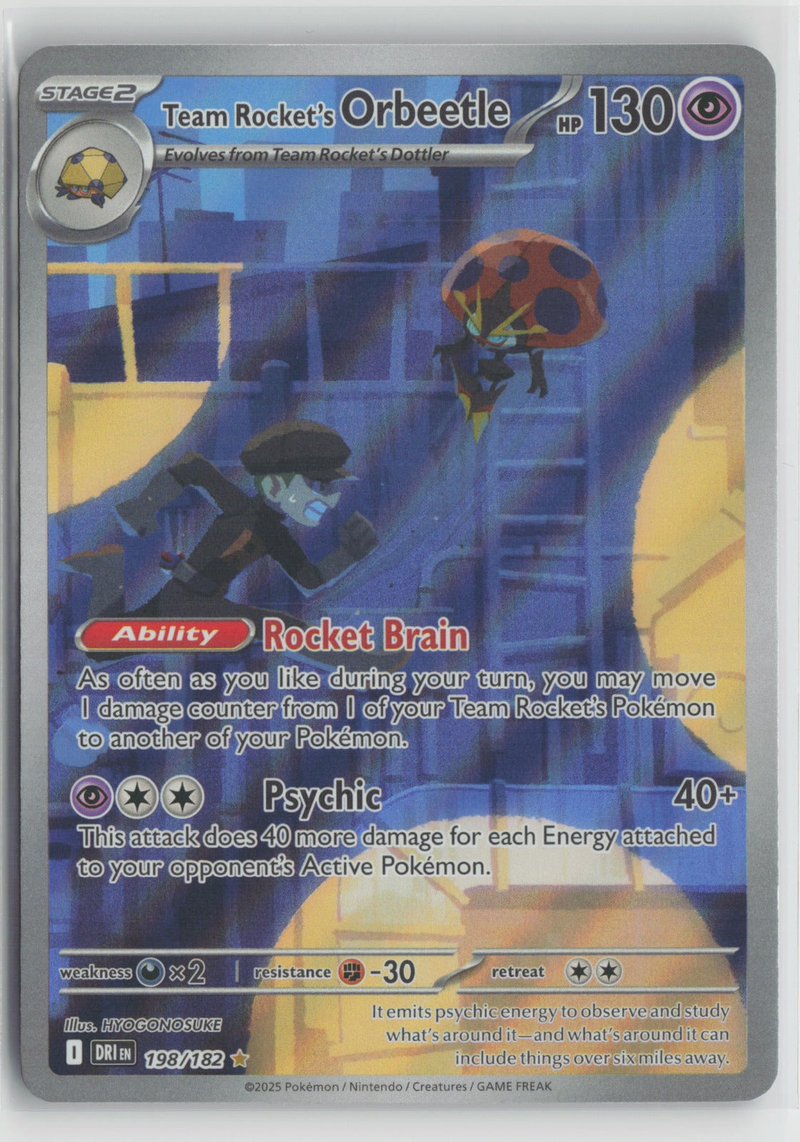 Team Rocket's Orbeetle Illustration Rare Holo DRI 198/182 NM
