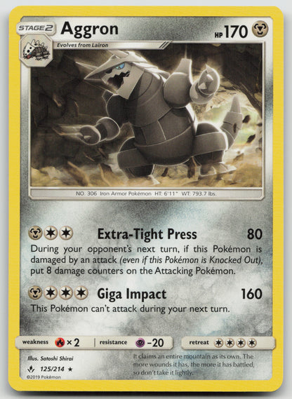 Aggron Rare Normal SM10 125/214 NM