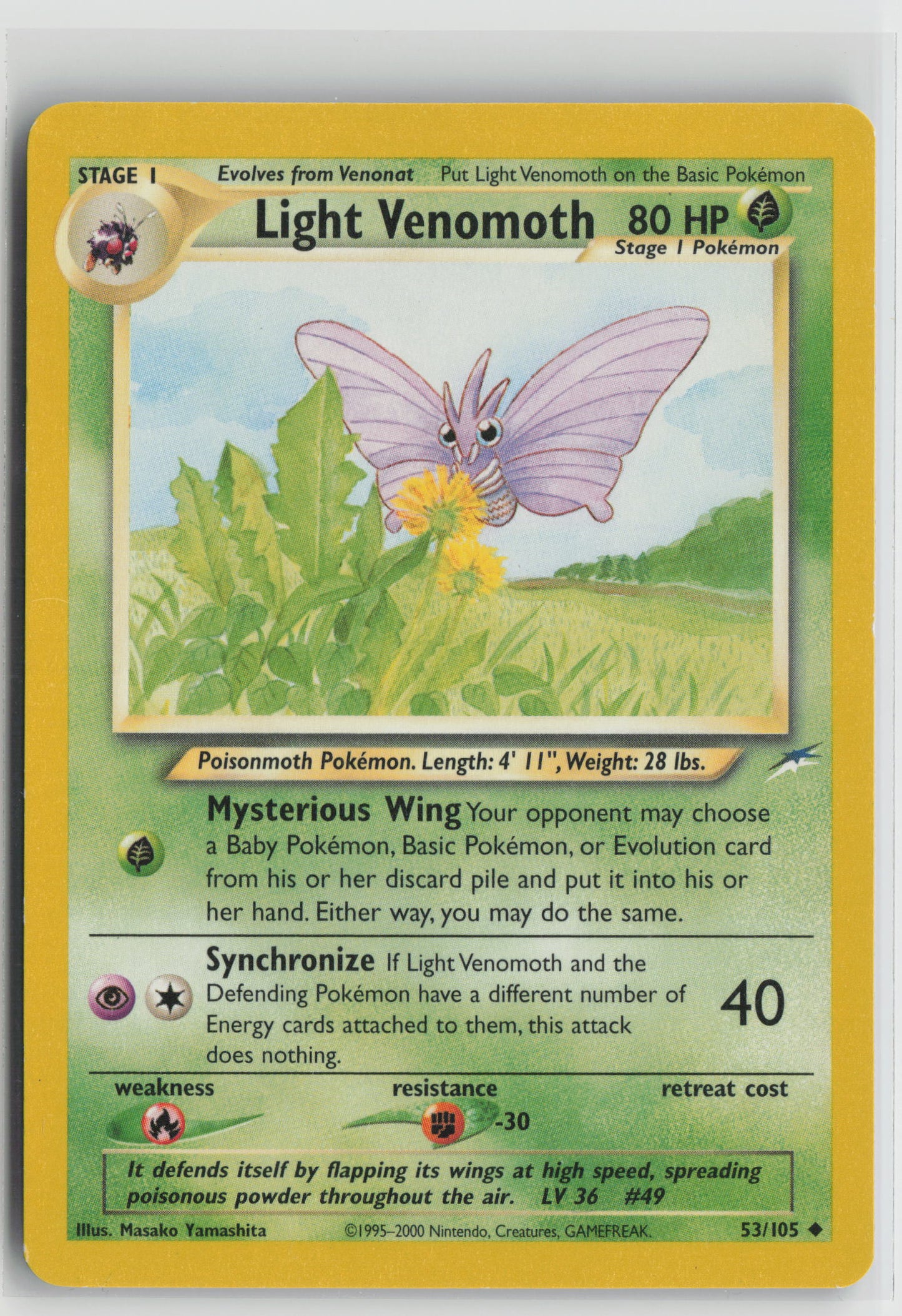 Light Venomoth Uncommon Neo Destiny 053/105 LP