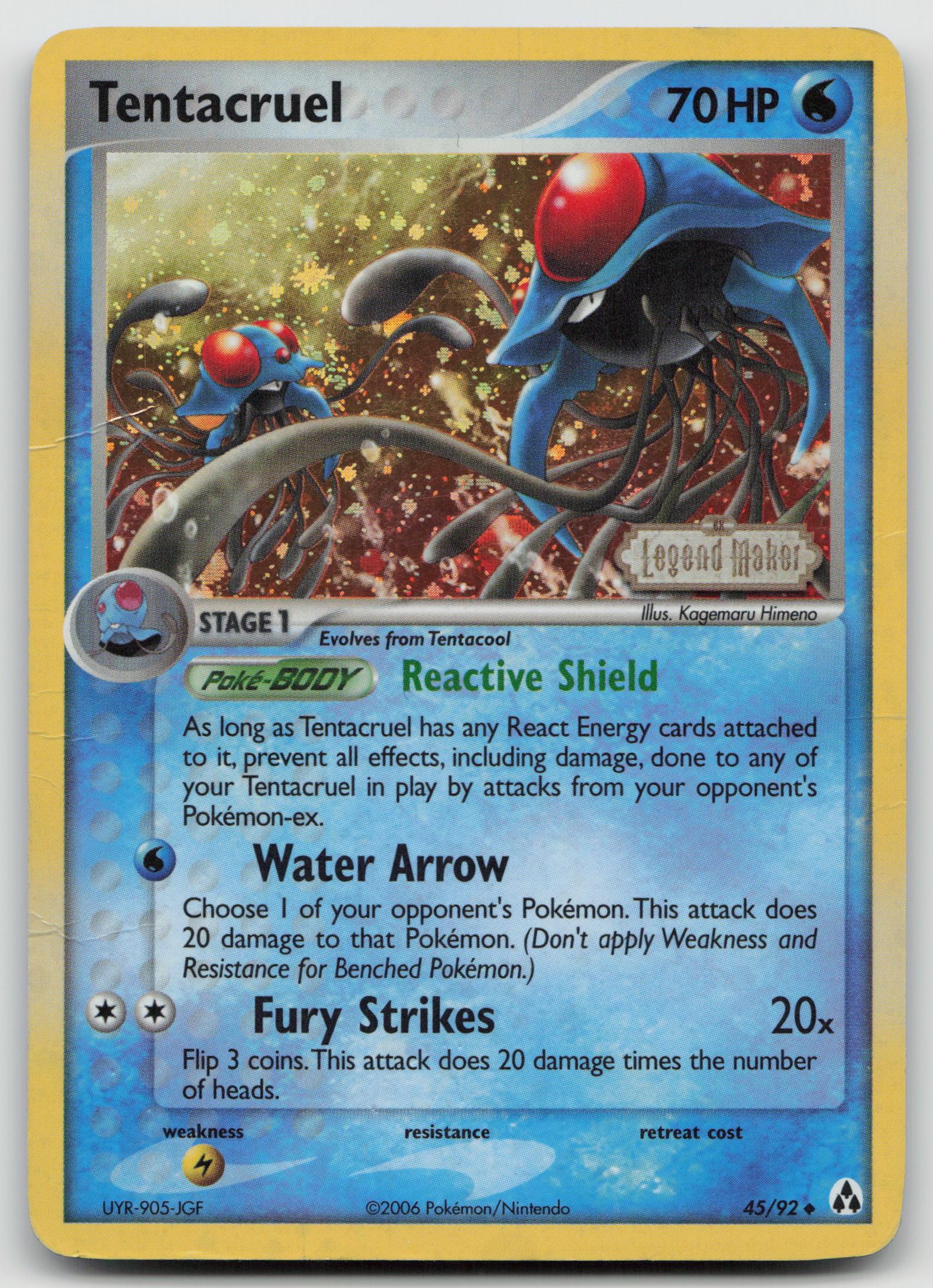 Tentacruel Uncommon Reverse Holo LM 45/92 DMG