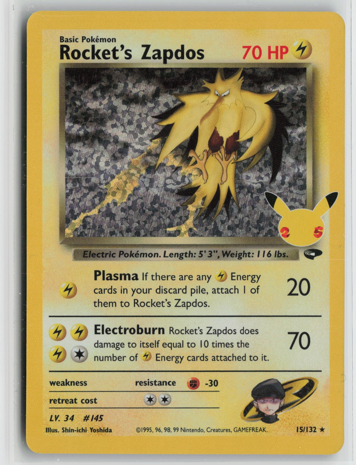 Rocket's Zapdos Classic Collection Holo CCC 15/132 NM