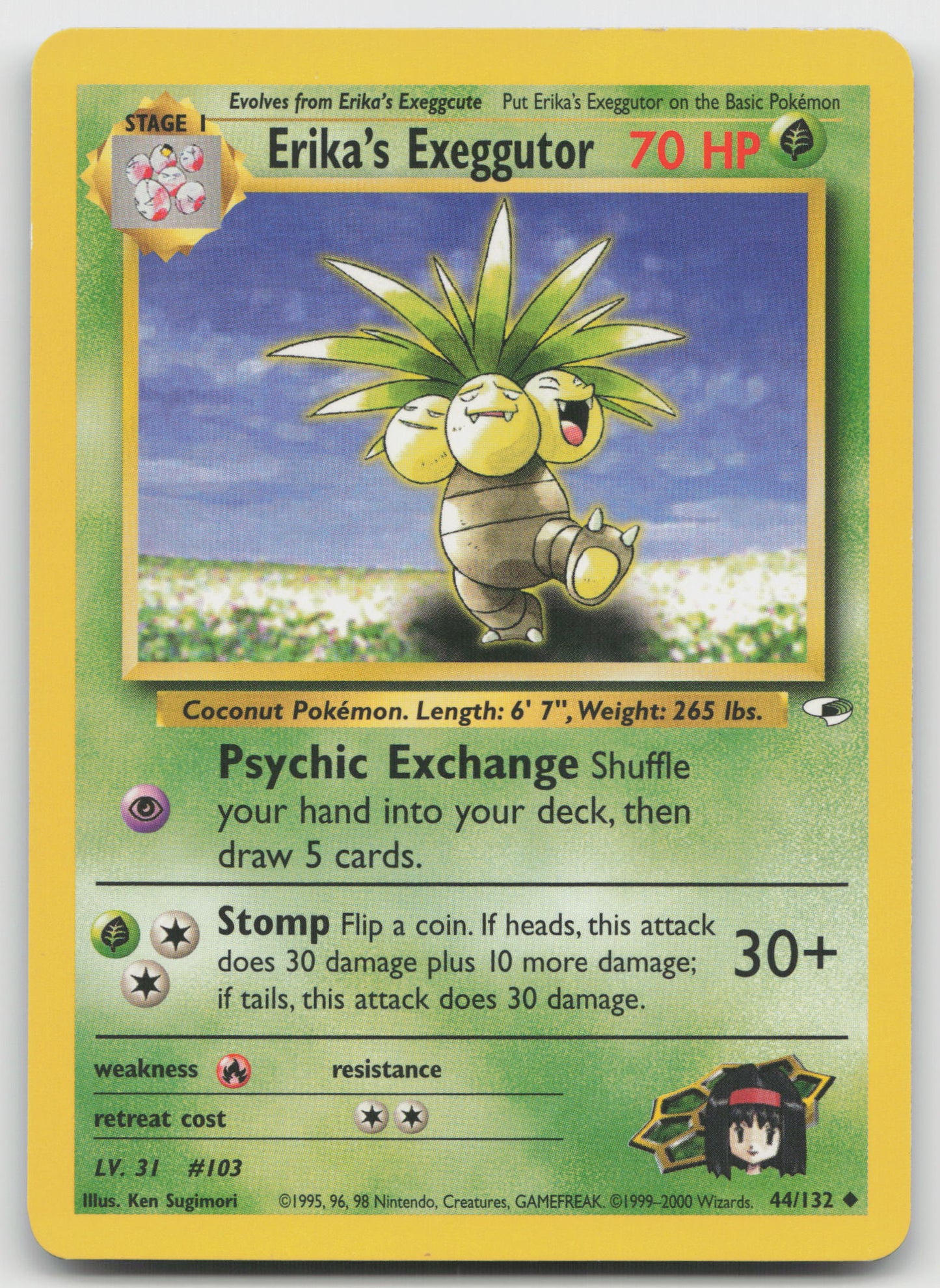 Erika's Exeggutor Uncommon Unlimited G1 044/132 LP