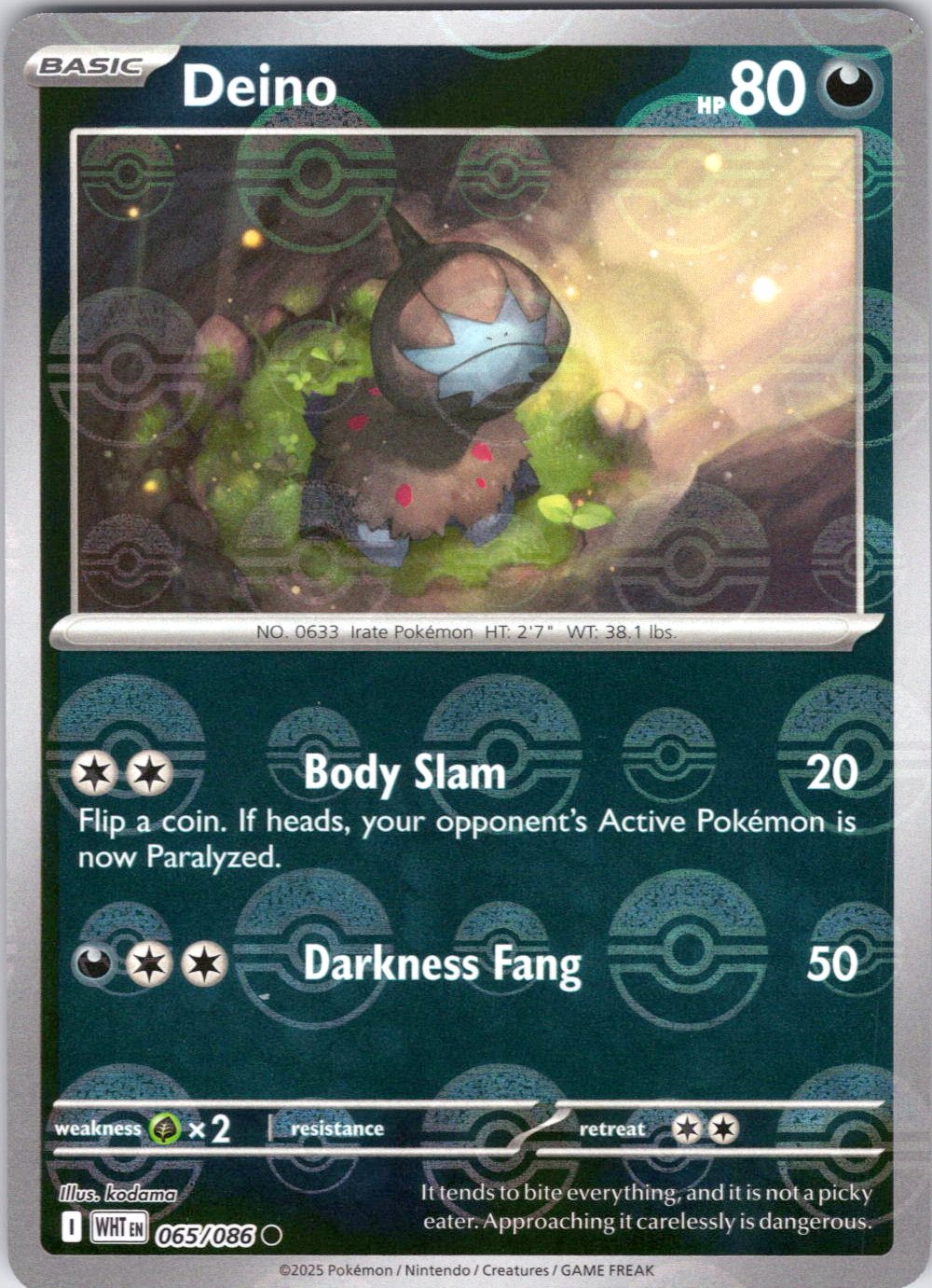 Deino (Poke Ball Pattern) Common Holo WHT 065/086 NM