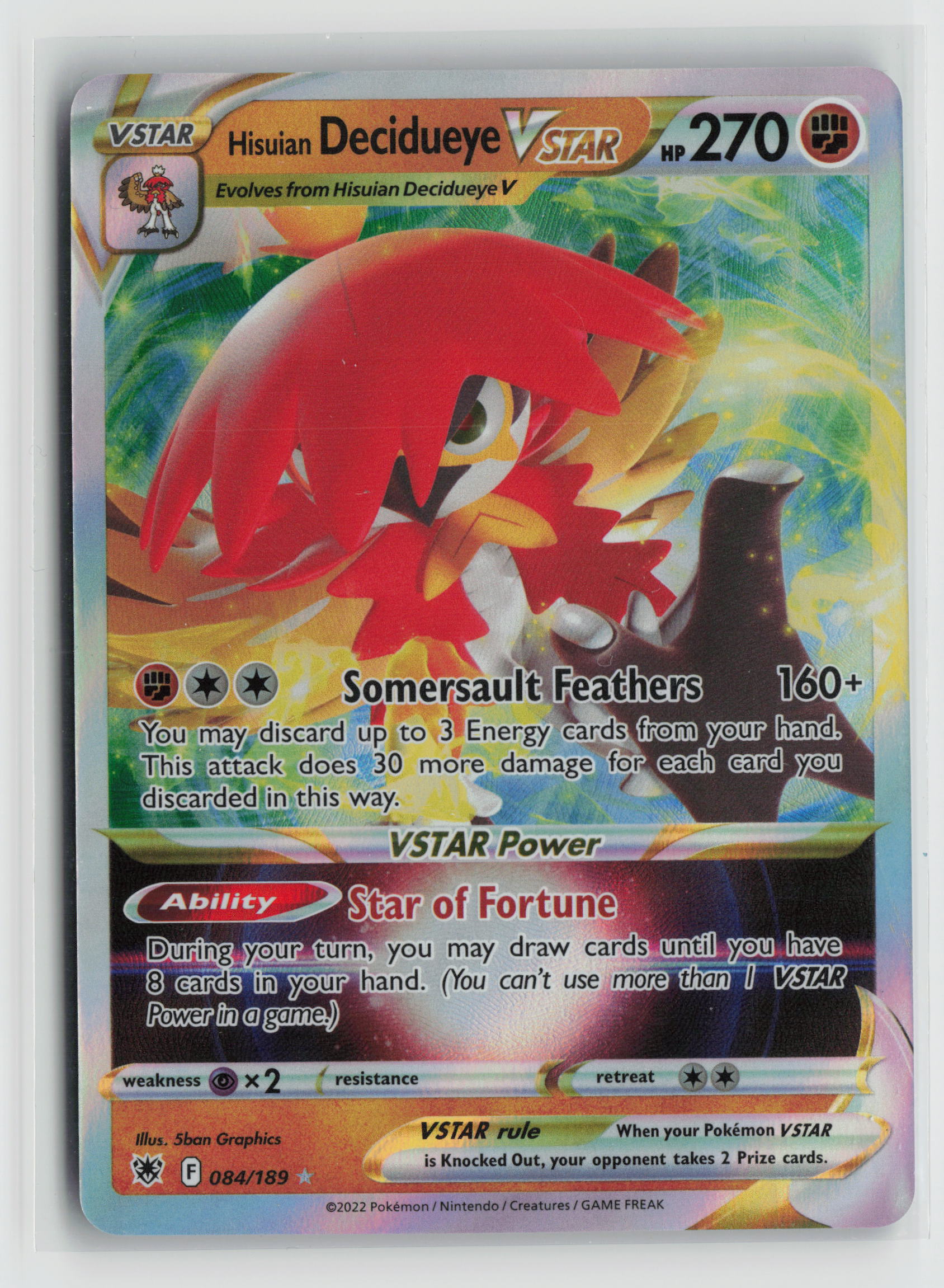 Hisuian Decidueye VSTAR Ultra Rare SWSH10: Astral Radiance 084/189 NM