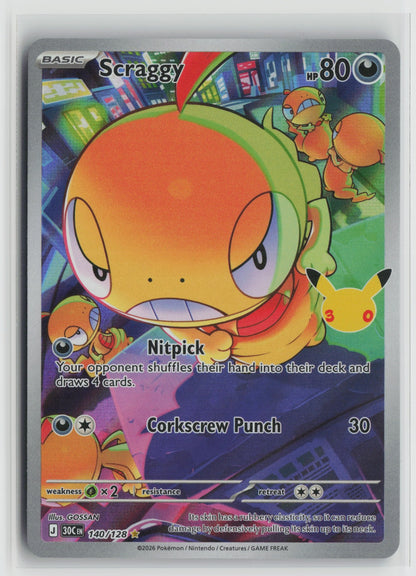 Scraggy Illustration Rare Holo 30C 140/128 NM