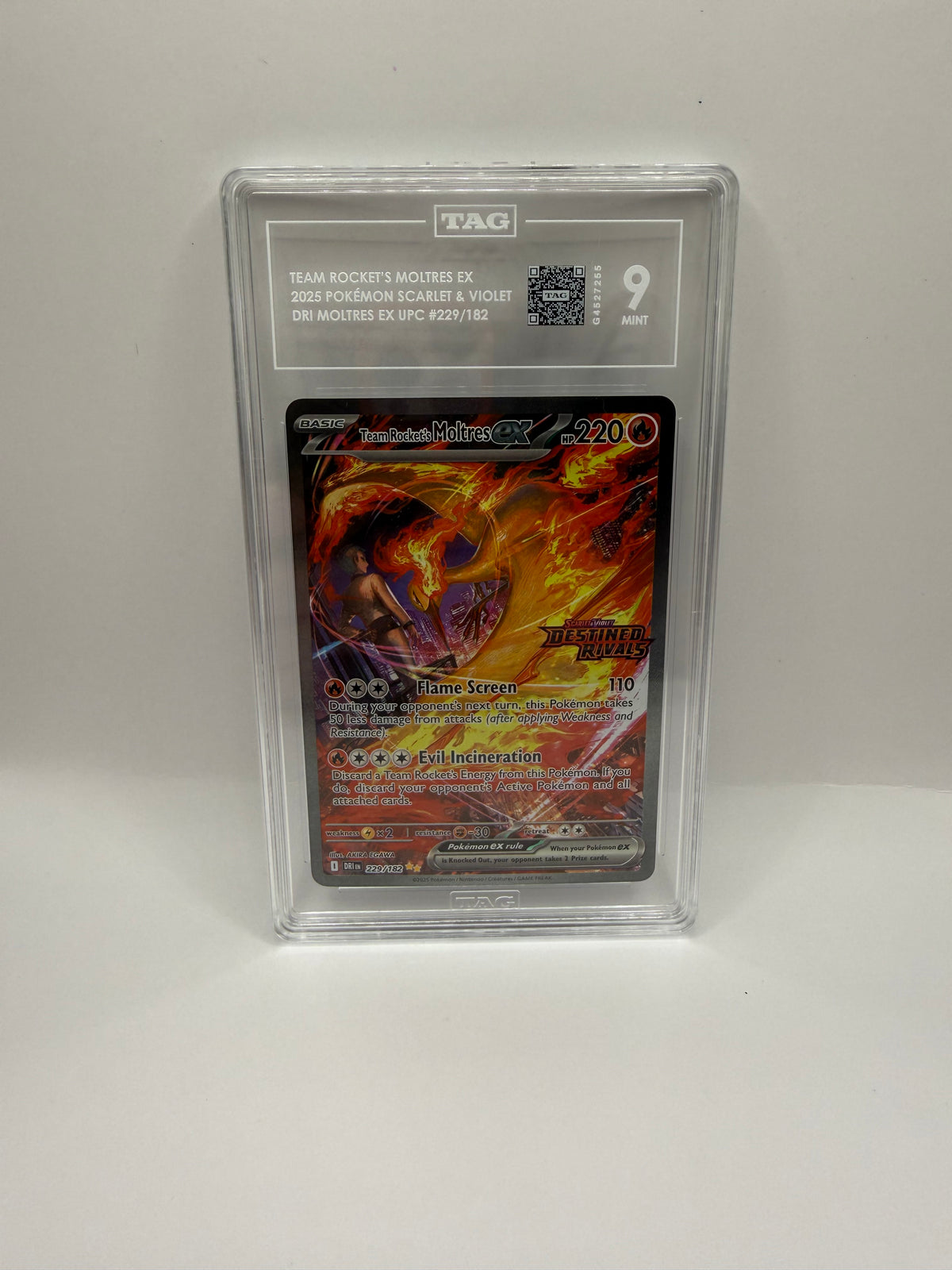 Team Rocket’s Moltres Ex Stamped - DRI Moltres UPC Promo #229/182 TAG 9