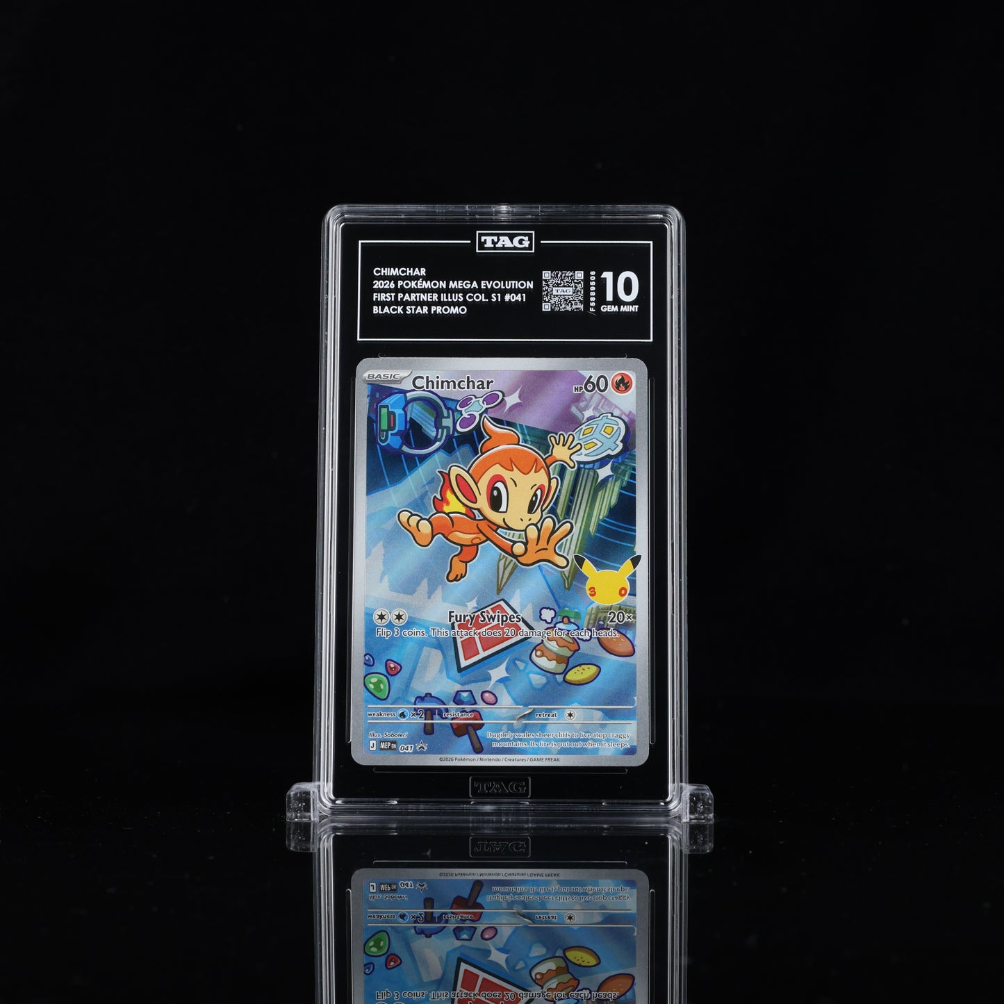 Chimchar - First Partner Illustration Collection Series 1 - MEP #41 - TAG 10 GEM MINT