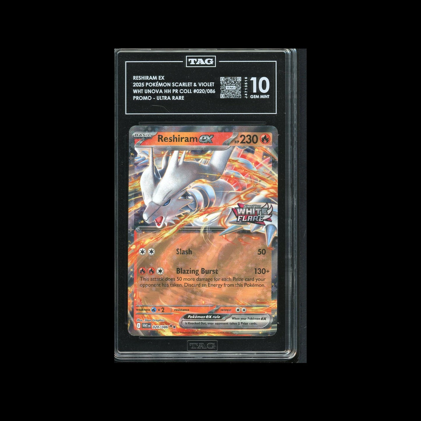 Reshiram EX - Unova Promo 20/86 TAG 10 - A