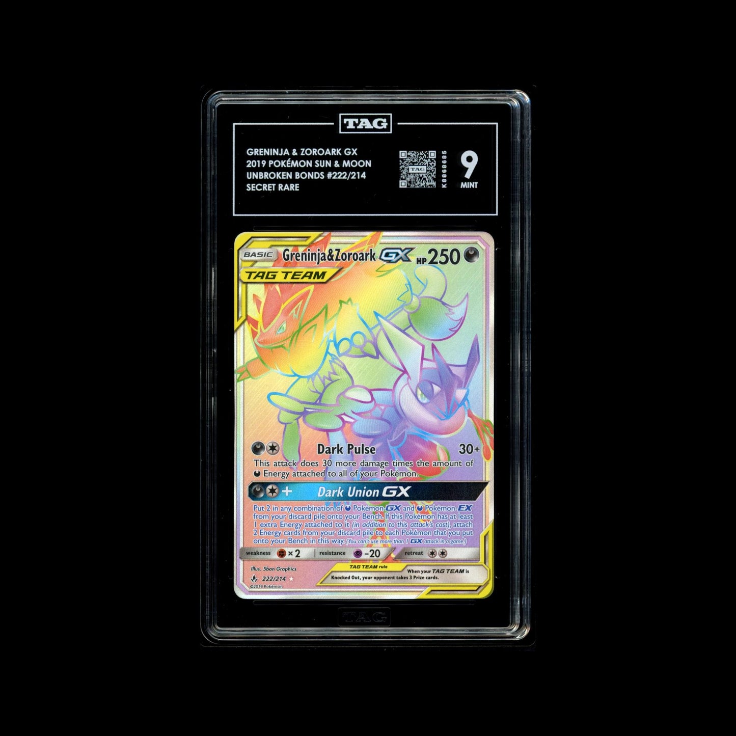 Greninja & Zoroark GX Secret - UBB #222/214 - TAG 9