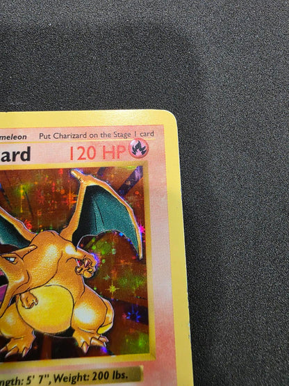 1999 POKEMON BASE SET SHADOWLESS CHARIZARD #4/102 HOLO RARE!