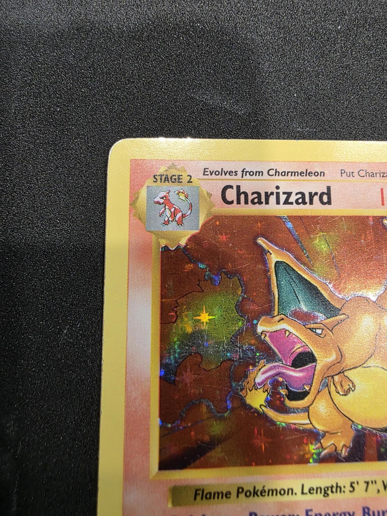 1999 POKEMON BASE SET SHADOWLESS CHARIZARD #4/102 HOLO RARE!
