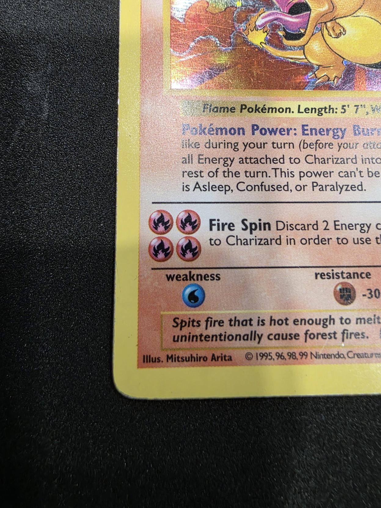 1999 POKEMON BASE SET SHADOWLESS CHARIZARD #4/102 HOLO RARE!