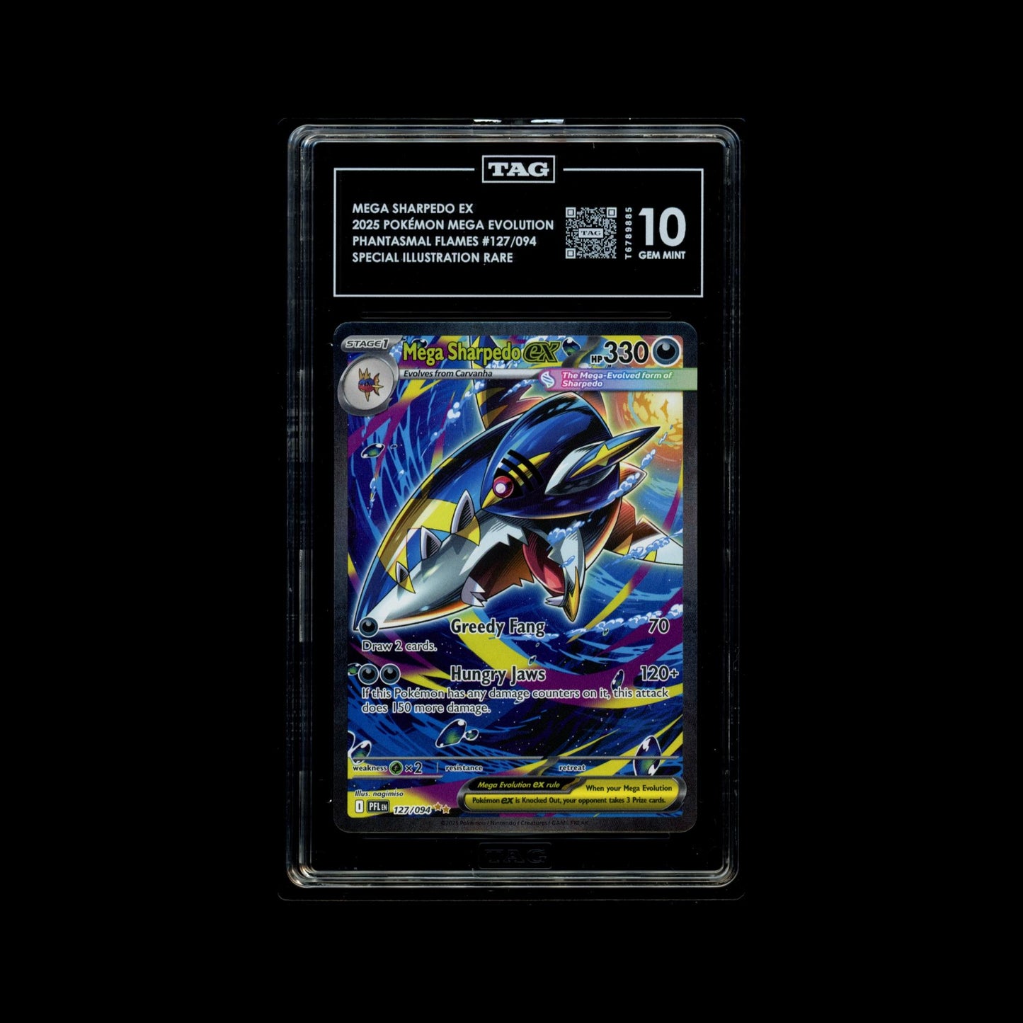 Mega Sharpedo ex - Phantasmal Flames 127/094 TAG 10 GEM MINT - A