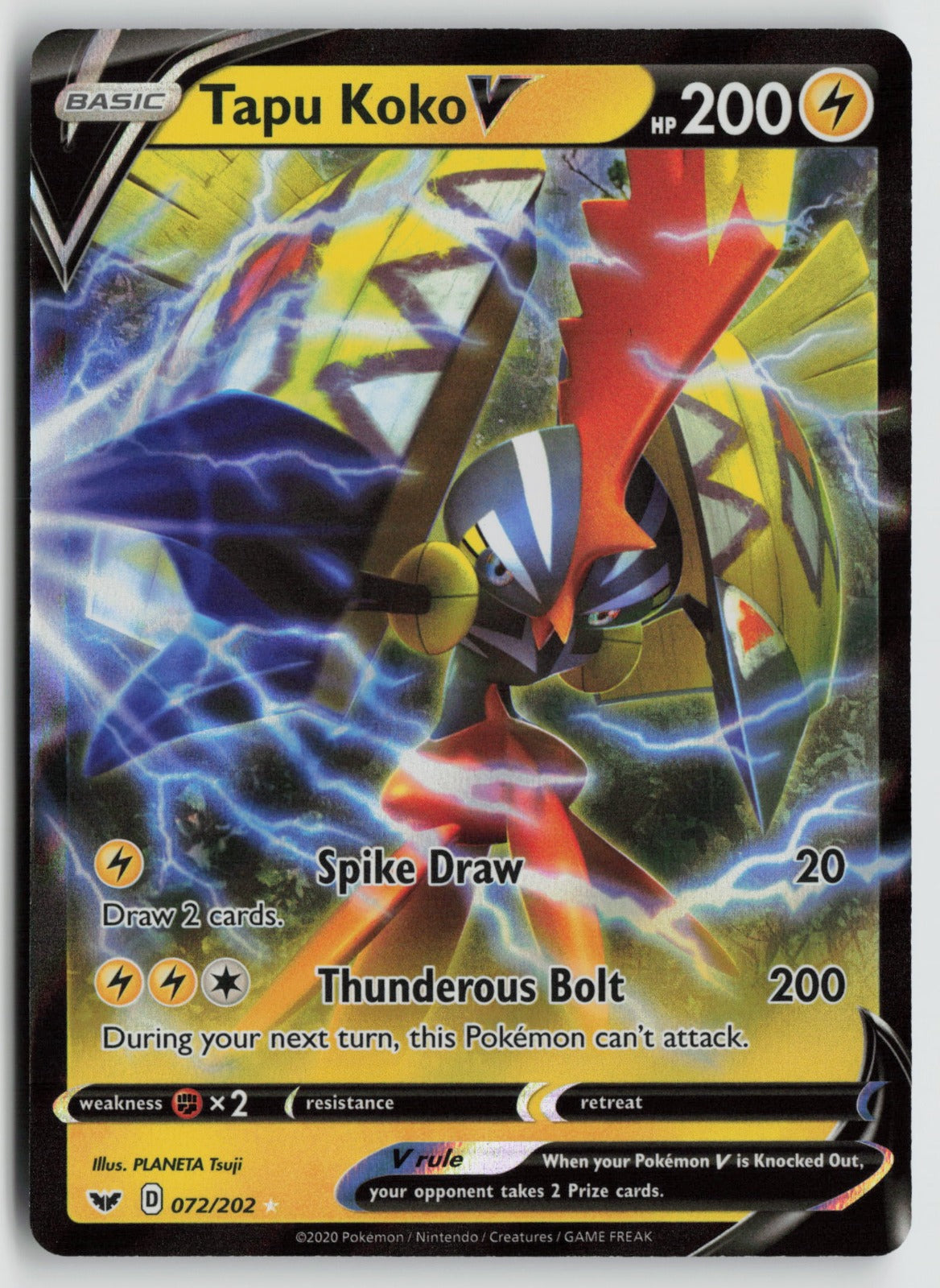 Tapu Koko V Ultra Rare Holo SWSH01 072/202 NM